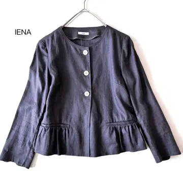 [새상품급] IENA 이에나 린넨 100% 노카라 자켓 프릴 포켓