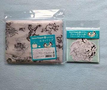 Suica 펭귄 조수기화 에코백 수박 펭귄 스티커