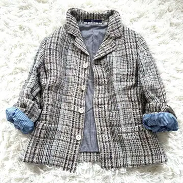 [새상품급] 45R 포티 파이브 알 코튼 린넨 트위드 자켓