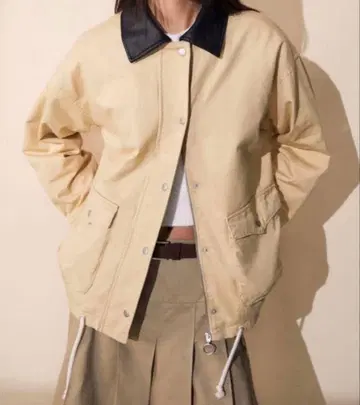 H&M 코팅 카라 부착 자켓