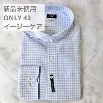 미사용 새상품 ONLY 와이셔츠 43 파랑 체크 비즈니스 드레스 셔츠
