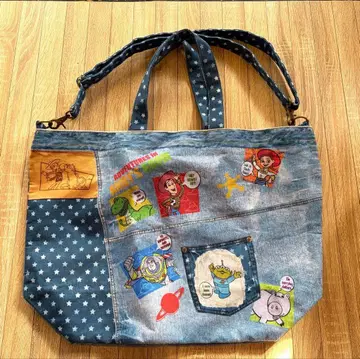 디즈니랜드 토이스토리 데님 토트백 숄더백 대용량