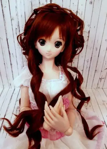 내열 인형 가발 [히메카즈라] 볼륨 헤어 웨이브 오렌지 브라운 M