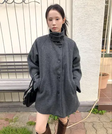 이너 퀼팅 패딩 하이넥 하프 코트 아우터