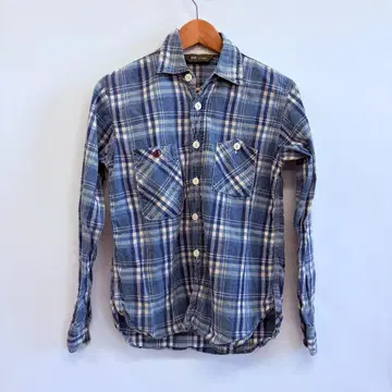 [ FOB FACTORY ] 남성용 긴팔 셔츠 체크 무늬 셔츠 S 사이즈