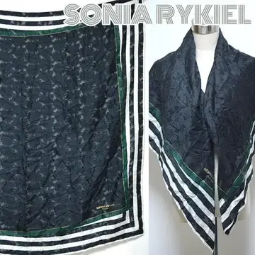 소니아 리키엘 110cm 시스루 꽃무늬 로고 대형 숄 스카프 스톨