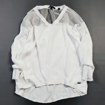 [새상품급] 아르마니 익스체인지 시어 절개 V넥 니트 화이트 S