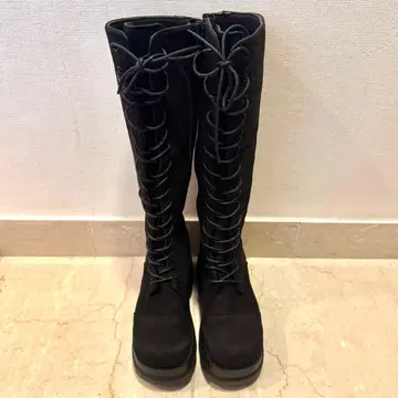 attagirl 통굽 밑창 레이스업 롱 부츠 LL