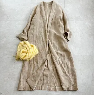 프레임워크 하자품 린넨 롱 코트 베이지