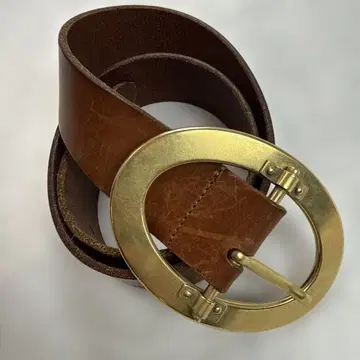 돌체앤가바나 골드 버클 가죽 벨트 다크 브라운