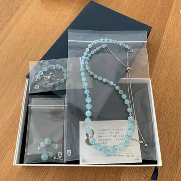 마루야마 레미 아쿠아 마린 비즈 목걸이 세트