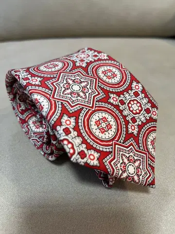 Drake's 기하학 패턴 넥타이 빨간색/화이트