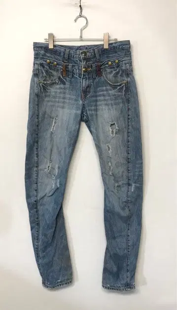 00년대 Y2K 그런지 구제 의류 빈티지 스타일 더블 허리 데님