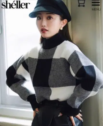 sheller 블록 체크 니트 스웨터