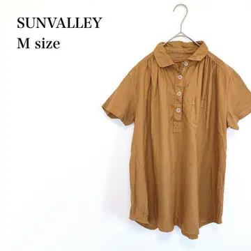 선밸리/셔츠/개더/폴로/코튼/M/카멜/내추럴