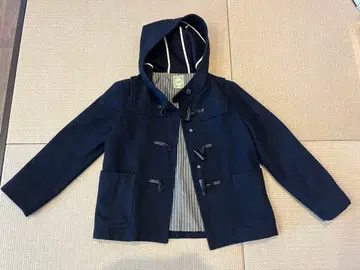 BEAMS 네이비 후드 부착 더플 코트