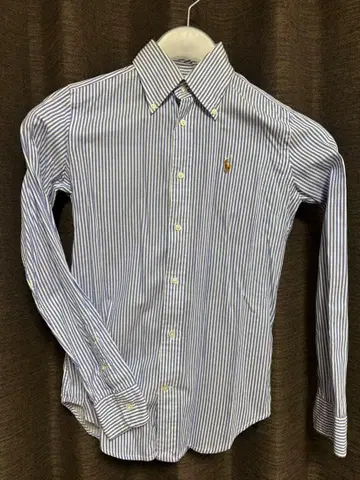 폴로 자수 로고 긴팔 스트라이프 셔츠