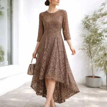 롱 원피스 전체 레이스 [ 포멀 ] 피쉬테일 브라운 XL