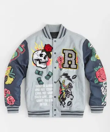 아우터 해골 일본 미발매 화려한 미국 스카잔 장미 미사용 새상품