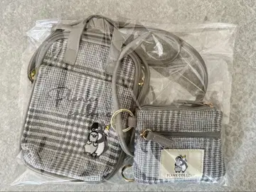 Suica 펭귄 PC 패턴 자수 체크 미니백 블랙 미니 파우치 포함