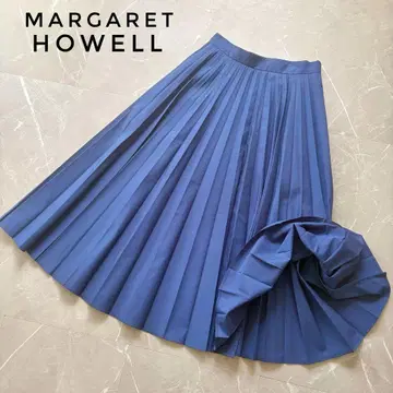 마가렛호웰 아코디언 플리츠 스커트 네이비