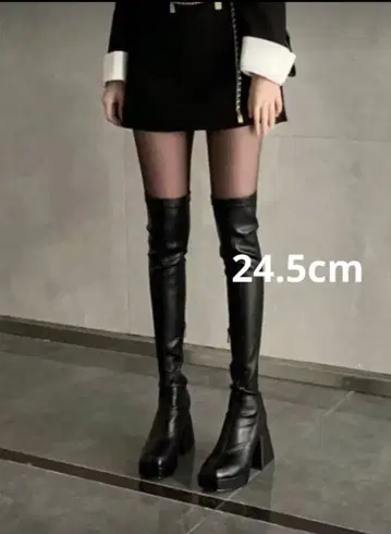 SHEINE 통굽 롱부츠 니하이 부츠 블랙 24.5cm