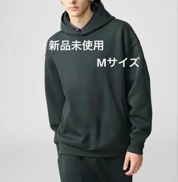 유니클로 미사용 새상품 오버 사이즈 맨투맨 후드티 (다크 그린 / M)