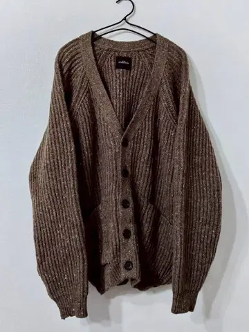 SYU. HOMME FEMM 레이스업 니트 가디건 스웨터 브라운