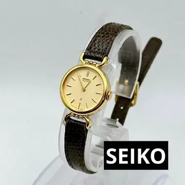 세이코 쿼츠 여성용 손목시계 골드/브라운 새상품급 작동