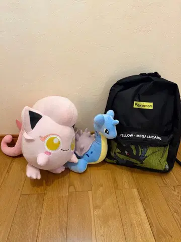 [ 포켓몬 3종 세트 ] 푸딩 라프라스 봉제 인형 & 메가 루카리오 백팩