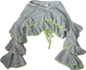 HELLO.SANFRANCISCO 시어 배색 프릴 레이스업 니트