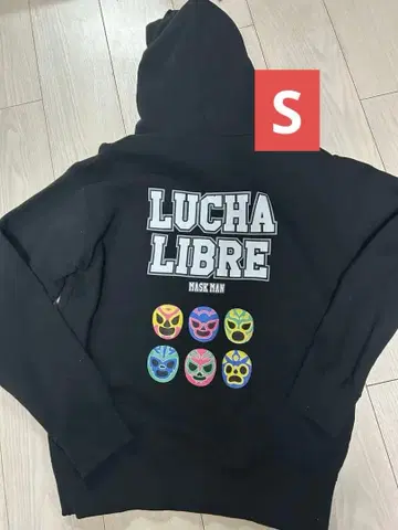 프로레슬링 루차 리브레 MASK MAN 후드티 블랙 남성용 S
