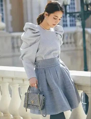 세븐틴 하이웨스트 플레어 큐롯 그레이