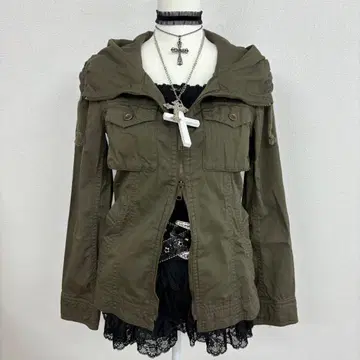 다크 코어 y2k 그런지 기믹 펑크 밀리터리 자켓 더블 지퍼