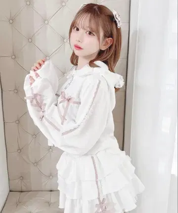 MA*RS 마즈 리본 x 레이스 테이프 라인 후드티 셋업