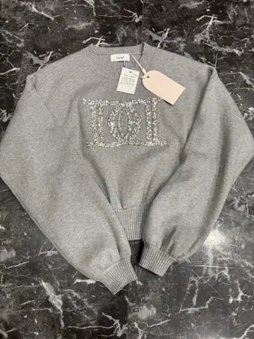 Darich 비쥬 로고 퍼프 니트 상의 그레이