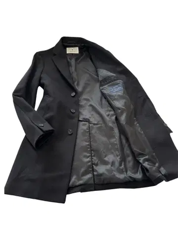 EDIFICE 체스터 코트 블랙 M 슬림 이탈리아 원단 울 새상품급