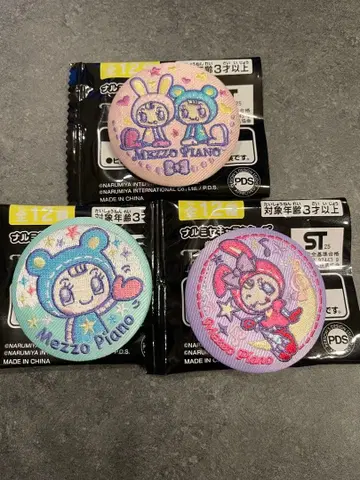 나루미야 캐릭터즈 자수 캔뱃지 메조 피아노 3종 세트