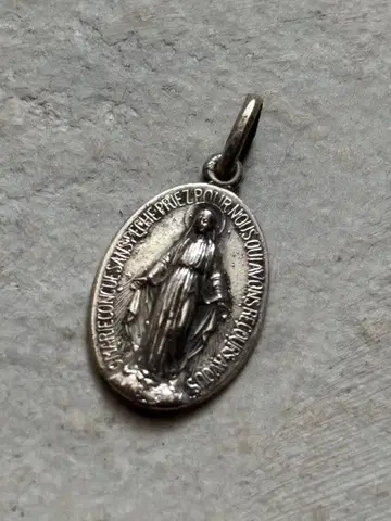 프랑스 앤티크 메달 성모 마리아 참 빈티지 실버계