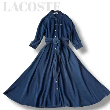LACOSTE 라코스테 폴로 셔츠 원피스 벨트 7부 소매 34 네이비