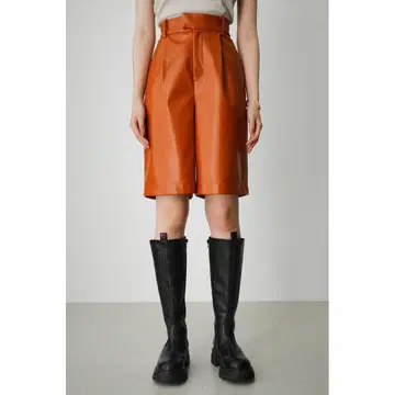 AZUL BY MOUSSY 인조 가죽 하프 팬츠 M 브라운