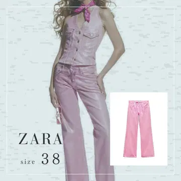ZARA x BARBIE 메탈릭 핑크 팬츠 38