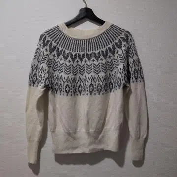 페어아일 패턴 울 100% 니트 스웨터 M