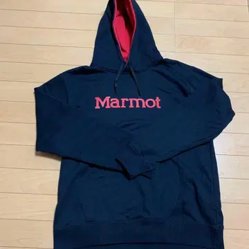 Marmot 후드 부착 후드티 블랙/레드