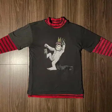 80~90s USA제 LAND'S END 7부 기장 보더 플리스 셔츠