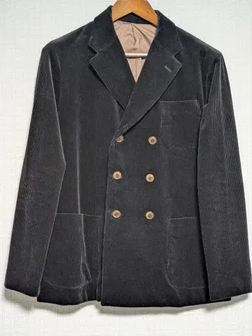 아틀리에 라인 다크 그레이 코듀로이 더블 브레스트 자켓