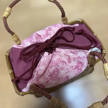 헬로키티 대나무 일본 의류용 가방 핑크 꽃무늬 산리오