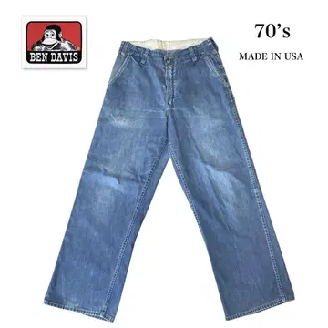 70년대 벤 데이비스 페인터 팬츠 인디고 노랑 택