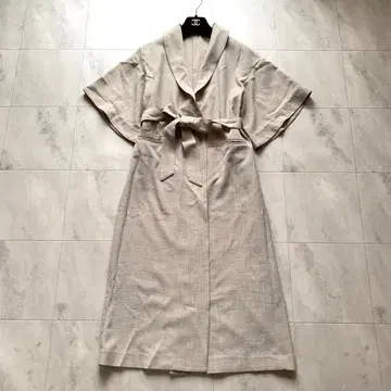새상품급 22SS 아뉴앙스 하프 슬리브 롱 자켓 벨트 베이지