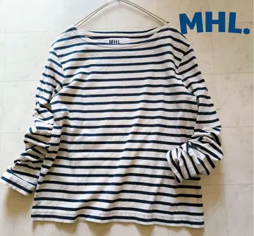 MHL. 마가렛호웰 보더 코튼 티셔츠 네이비